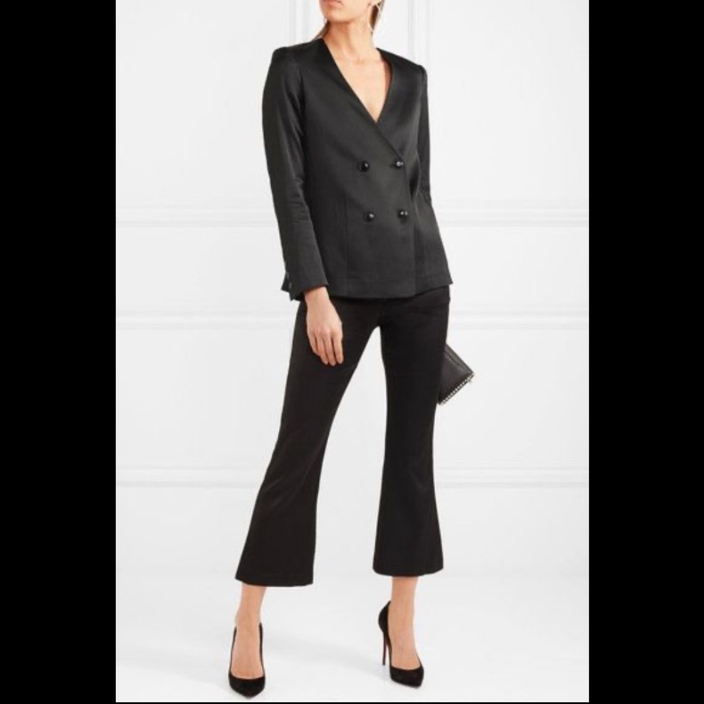 FRAME Black Satin Double Chested Blazer Jacket 0 - Picture 3 of 9